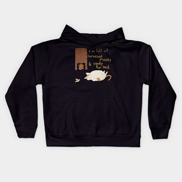 Fat Cat Barbecued Meats Kids Hoodie by Art by Bronwyn